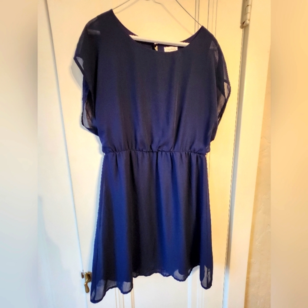 CHARMING CHARLIE shiffon dress Dark Blue Women's Sz Medium